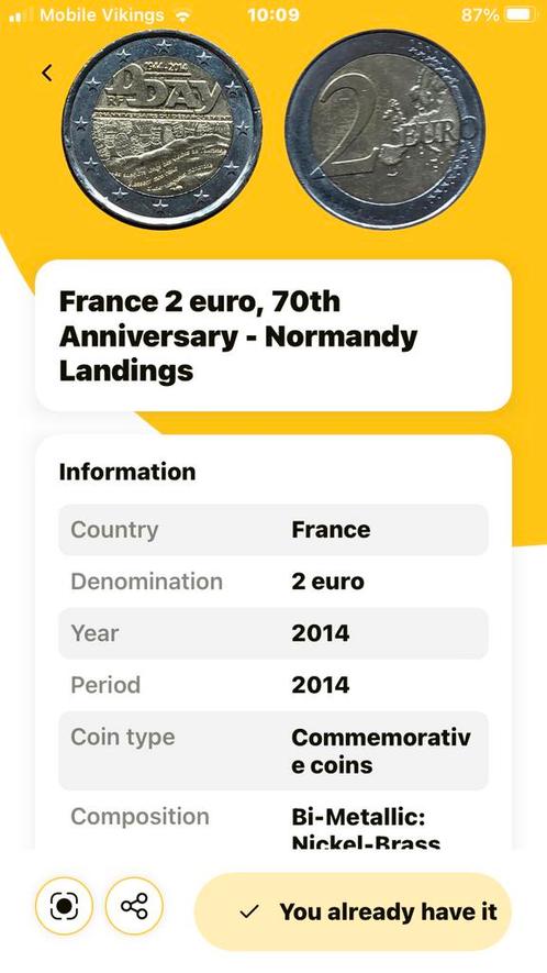 Pièce de 2€ D-Day, Timbres & Monnaies, Monnaies | Europe | Monnaies non-euro, Monnaie en vrac, France, Enlèvement
