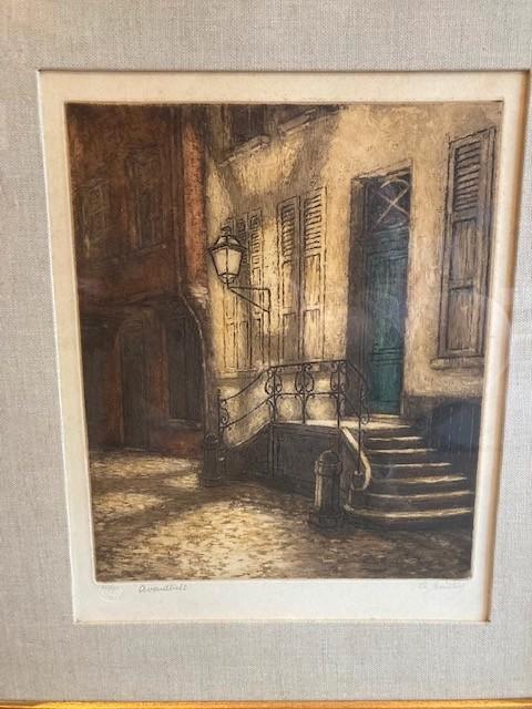 schilderij - Ets "avondlicht" - Albert Geudens, Antiek en Kunst, Kunst | Schilderijen | Klassiek, Ophalen