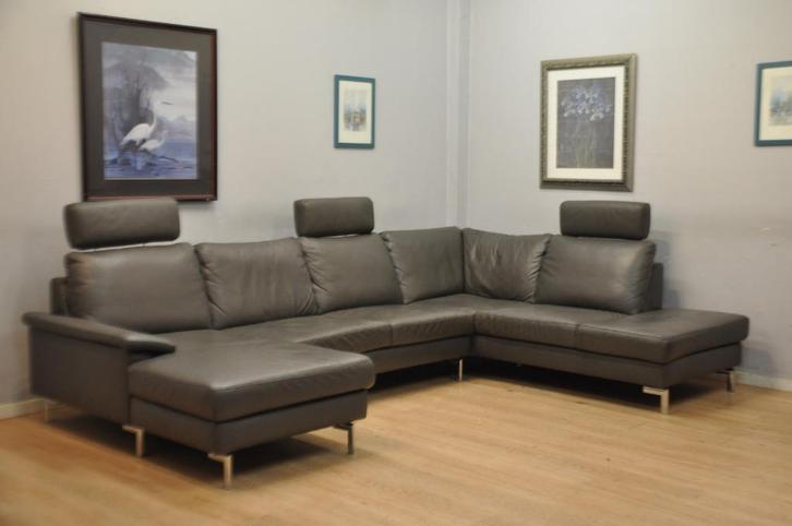 Superbe salon CUIR 155x330x215cm GRIS carré moderne, Huis en Inrichting, Zetels | Complete zithoeken, Leer, Ophalen