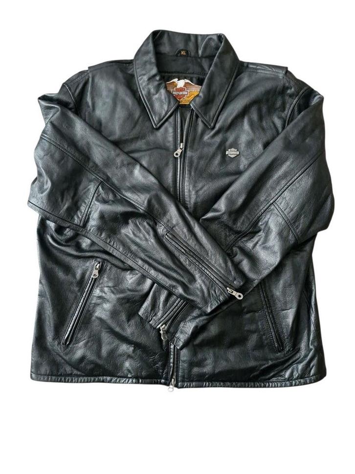 Veste authentique Harley-Davidson en cuir, Kleding | Heren, Jassen | Winter, Zo goed als nieuw, Zwart, Ophalen