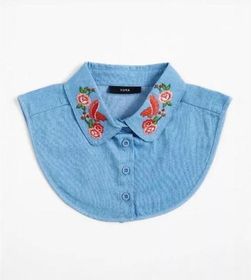 NIEUW! SORA Kraagje met borduursels in jeanskleur, Kleding | Dames, Topjes, Nieuw, Blauw, Zonder mouw, Ophalen of Verzenden