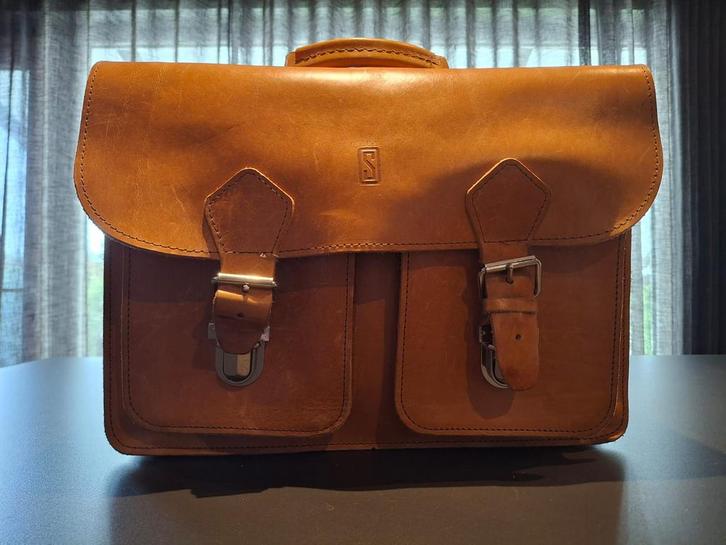 Lederen boekentas ‘Natural’, Handtassen en Accessoires, Tassen | Schooltassen, Zo goed als nieuw, Leer, Ophalen of Verzenden