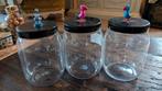 3 plastic opbergpotten met vast figuurtje, Ophalen of Verzenden, Zo goed als nieuw