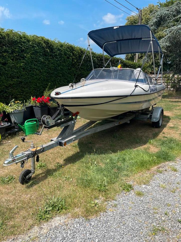 Speedboot 4m80 met trailer en yamaha 90 pk, Watersport en Boten, Speedboten, Gebruikt, 3 tot 6 meter, Benzine, 70 tot 120 pk, Polyester