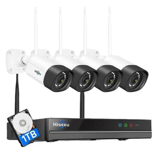4st HISSEU WiFi Beveiligingscamera Set 4K, ALEXA, APP, 1TB, Audio, Tv en Foto, Videobewaking, Nieuw, Buitencamera, Ophalen of Verzenden