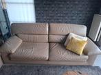 Mooie onderhouden 3 -& 2 - zit in Italiaans buffelleder., Huis en Inrichting, Ophalen of Verzenden, Gebruikt, Beige