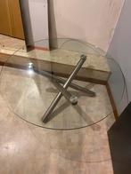 Ronde vintage Italiaanse glazen tafel, Huis en Inrichting, Tafels | Salontafels, Ophalen, Zo goed als nieuw