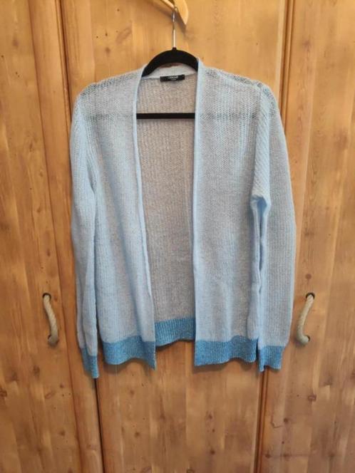 Lichtblauwe gebreide gilet met glitteraccenten Oskar boetiek, Kleding | Dames, Truien en Vesten, Zo goed als nieuw, Ophalen of Verzenden