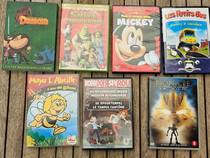 7 DVD Mickey Maya Petit Bus Dragons Sherk 3 Bionicle, Cd's en Dvd's, Dvd's | Tekenfilms en Animatie, Zo goed als nieuw, Tekenfilm