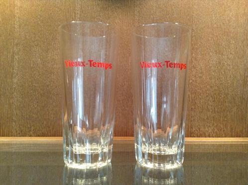 2 bierglazen Vieux-Temps, Verzamelen, Biermerken, Gebruikt, Ophalen of Verzenden