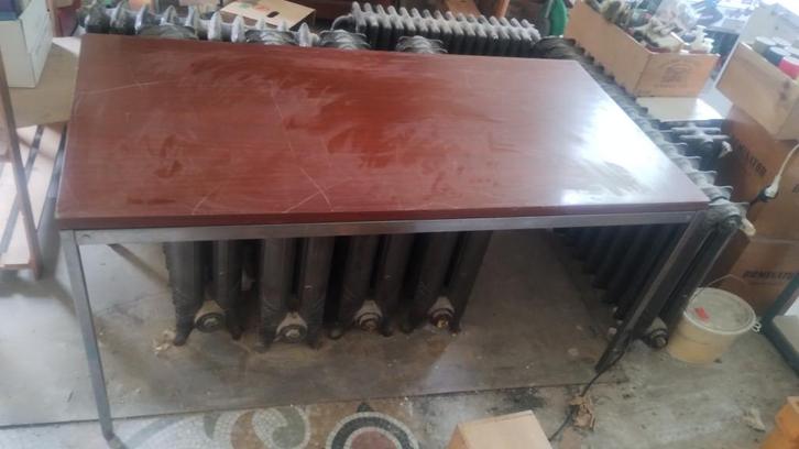 Bruine kantoortafel (vintage), Huis en Inrichting, Bureaus, Gebruikt, Bureau, Ophalen