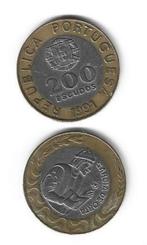 2 munten 200 Escudos - Portugal  Garcia De Orta 1991 Pr, Ophalen of Verzenden, Losse munt, Overige landen