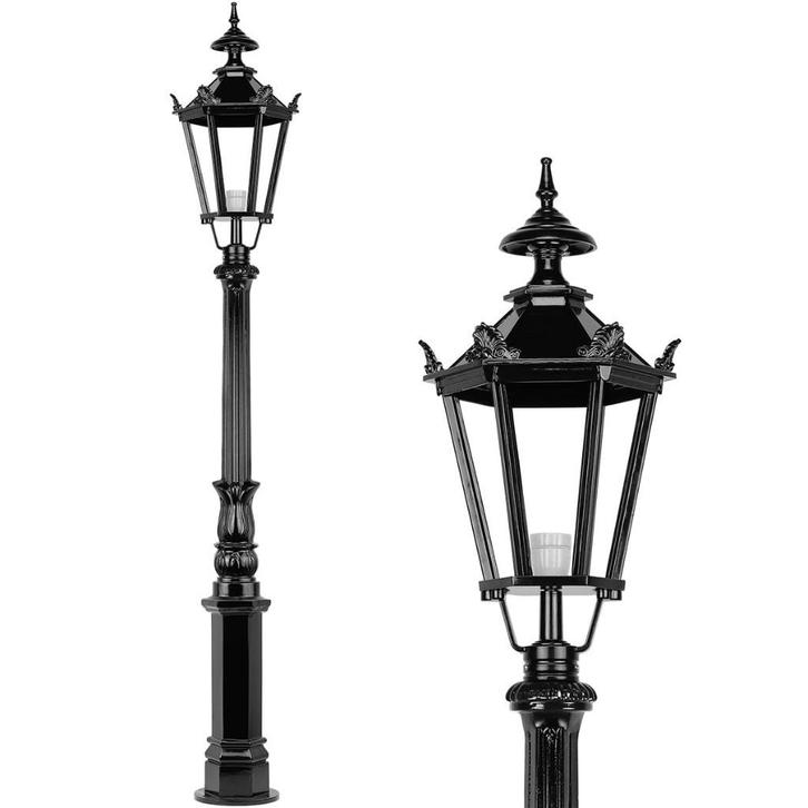 Lantaarn ''Paris'' - forse buitenlamp - zwart of groen, Tuin en Terras, Buitenverlichting, Nieuw, Staande lamp, Aluminium, Led