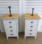 ensemble de 2 tables de chevet blanches à tiroirs country, 70 cm ou plus, 45 à 65 cm, Comme neuf, Enlèvement