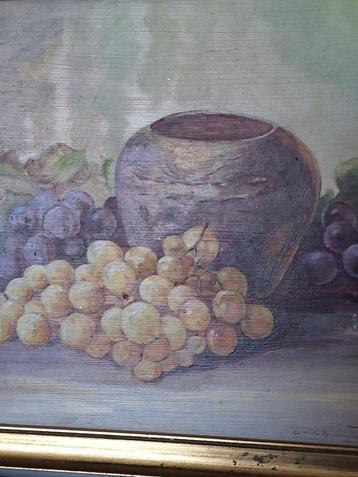 Nature morte avec pot en cuivre et raisins