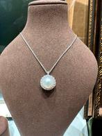 Elegante zilveren ketting met parel en kristallen, Ophalen of Verzenden, Nieuw, Zilver