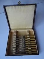 Koffer met 9 dessertvorken, handvat van hoorn?, Antiek en Kunst, Ophalen of Verzenden