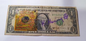 Keith Haring, Zeefdruk op USD biljet, gesigneerd beschikbaar voor biedingen