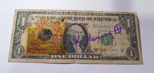 Keith Haring, Zeefdruk op USD biljet, gesigneerd, Antiek en Kunst, Kunst | Litho's en Zeefdrukken, Ophalen of Verzenden