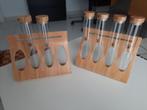 Kruidenrekje hout met 4 glazen buisjes., Ophalen, Nieuw
