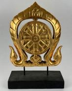 19e eeuw Antiek Thais houtsnijwerk tempelgrenssteen Thailand, Antiek en Kunst, Ophalen of Verzenden