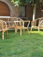 Vintage Bamboe/Rotan tuinset/loungeset 5-delig, Ophalen, 4 zitplaatsen, Rotan, Zo goed als nieuw