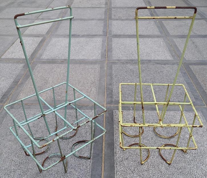 Duo de porte-bouteilles Vintage, Huis en Inrichting, Woonaccessoires | Wijnrekken, Gebruikt, Minder dan 50 cm, Metaal, Minder dan 5 flessen
