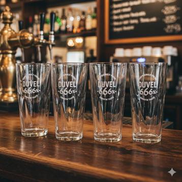 4 nieuwe originele Duvel 6,66% glazen beschikbaar voor biedingen