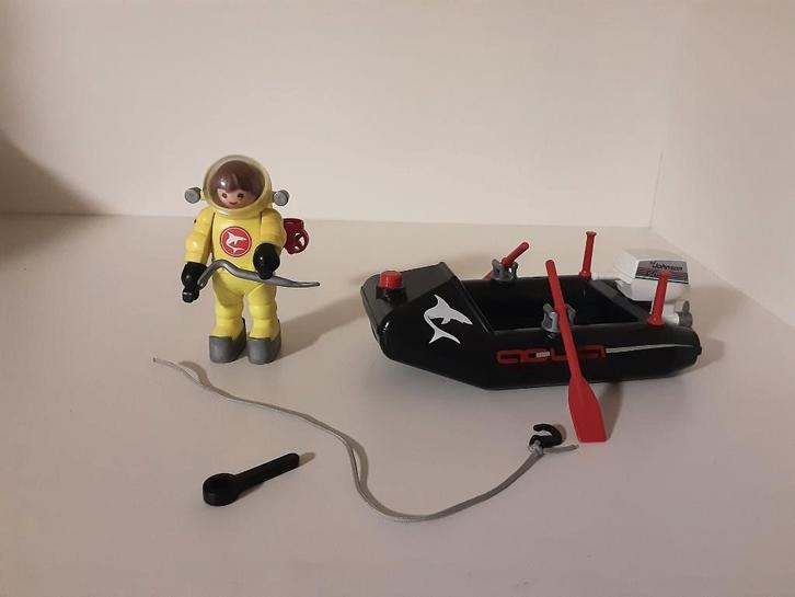 PLaymobil duiker en zodiac - compleet, Kinderen en Baby's, Speelgoed | Playmobil, Zo goed als nieuw, Complete set, Ophalen of Verzenden