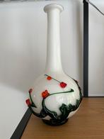 Witte murano vaas met bloemenmotief, Ophalen of Verzenden