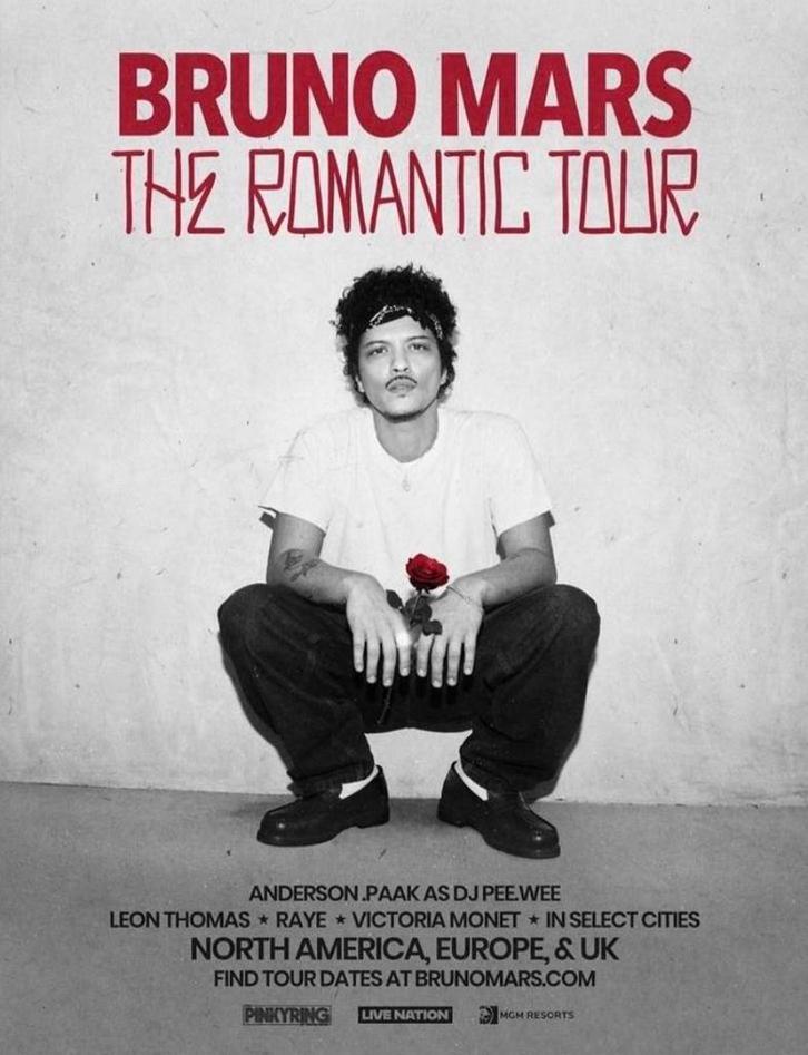 Bruno Mars 2 billets dorés le 4 juillet à Amsterdam, Tickets & Billets, Concerts | Pop, Juillet