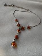 Collier en argent avec ambre, Handtassen en Accessoires, Kettingen, Ophalen of Verzenden, Zo goed als nieuw, Zilver, Zilver