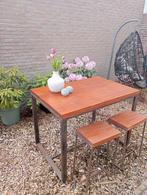 Mooie hoge (tuin) tafel met 2 krukjes, Jardin & Terrasse, Tables de jardin, Bois, Enlèvement, Utilisé