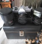 Yashica TL Electro Retro foto toestel.Met 2 lenzen en flits., Ophalen of Verzenden, Gebruikt