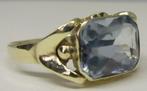 Unieke antieke geelgouden Art Nouveau ring met Aquamarijn, Handtassen en Accessoires, Verzenden, Goud, Ring, Met edelsteen