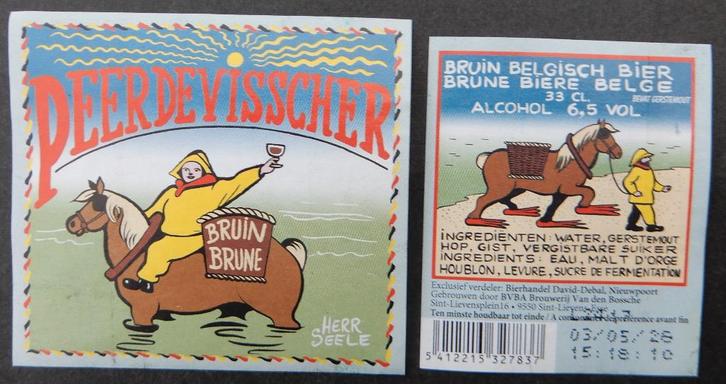 Étiquette de bière Peerdevisscher Bras. Van den Bossche 12i2, Collections, Marques de bière, Utilisé, Envoi