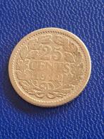 1912 Nederland 25 cent in zilver Wilhelmina, Postzegels en Munten, Munten | Nederland, Zilver, Koningin Wilhelmina, Losse munt