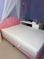 Tweepersoonsbed van roze fluweel 140x200 met matras, Kinderen en Baby's, Ophalen, Zo goed als nieuw, Matras