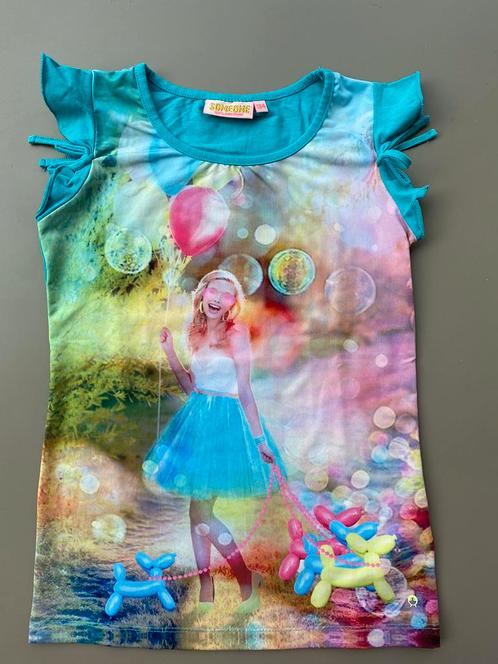 Multi-color topje met fotoprint Someone 134, Kinderen en Baby's, Kinderkleding | Maat 134, Zo goed als nieuw, Meisje, Shirt of Longsleeve