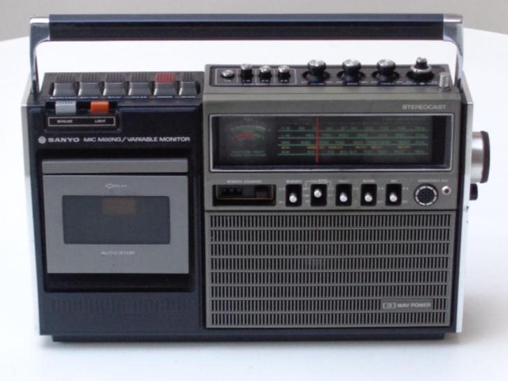 Vintage Radio Cassette Recorder SANYO Model M-2480LZ uit1974, Audio, Tv en Foto, Radio's, Gebruikt, Radio, Ophalen of Verzenden