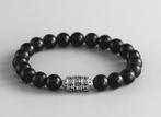 Tibetaanse armband van zwarte Onyx met gebedsmolen, Handtassen en Accessoires, Armbanden, Zwart, Nieuw, Ophalen of Verzenden, Elastiek