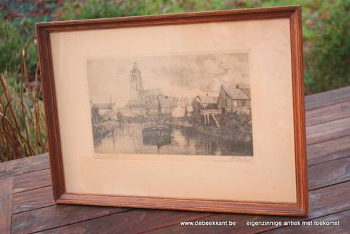 Retro e antieke oude kader lijst Schelde Oudenaarde De Budt, Verzamelen, Retro, Ophalen of Verzenden