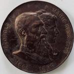 Herinneringsmedaille 25/60 jaar koningschap Leopold II/onafh, Verzamelen, Ophalen, Gebruikt, Overige typen