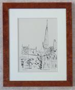 JAN VAERTEN / ZICHT OP DAKEN / ORIGINEEL / 57x47cm / KADER, Ophalen of Verzenden