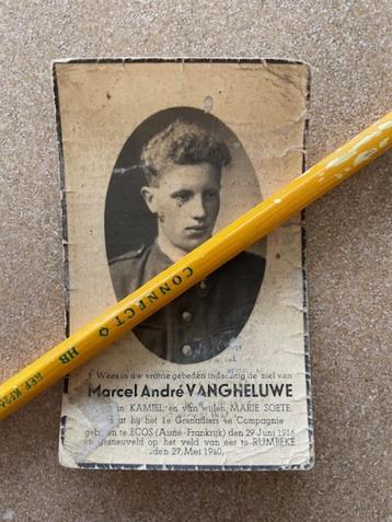 Oorlogsslachtoffer MEI 1940 Soldaat 1Grenadiers VANGHELUWE beschikbaar voor biedingen