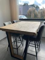 Eiken uitschuifbare bartafel 4 stoelen - Henders&Hazel, Huis en Inrichting, Tafels | Eettafels, Ophalen, Metaal