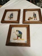 3 Hollandse tegels, handbeschilderd, oude beroepen, Antiek en Kunst, Ophalen