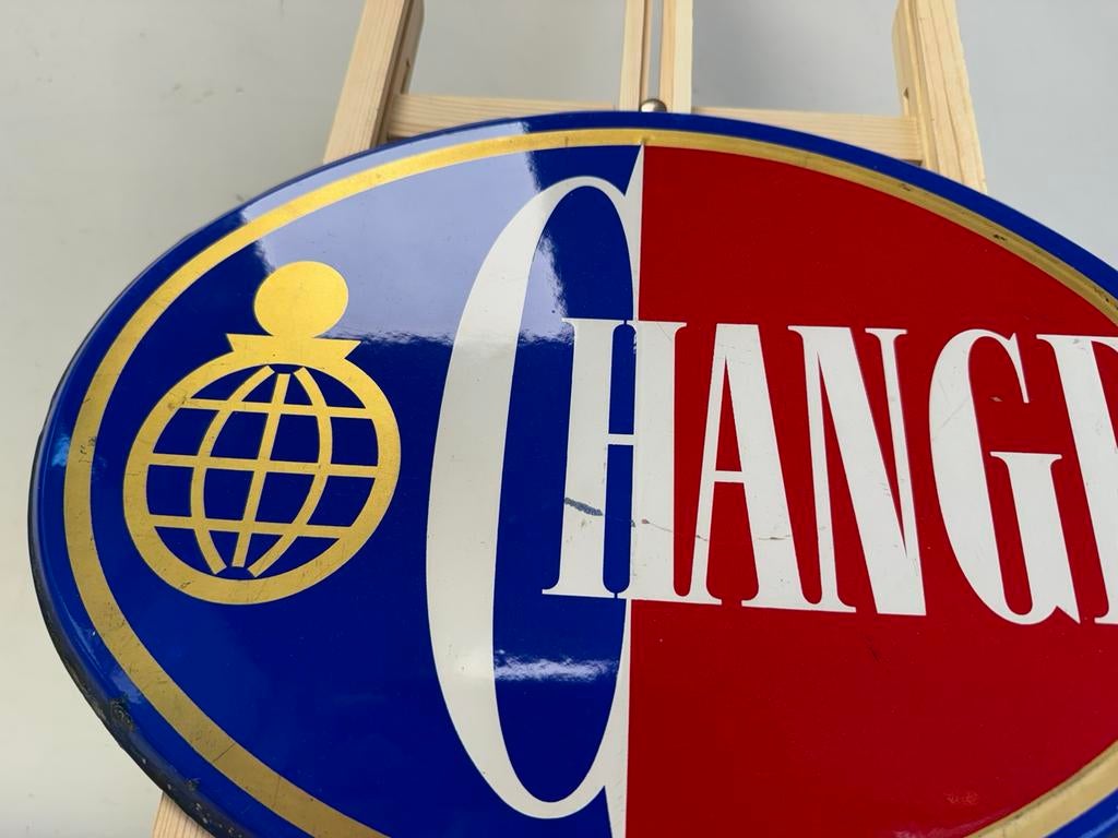 Change emaille reclamebord, Ophalen of Verzenden, Gebruikt, Reclamebord
