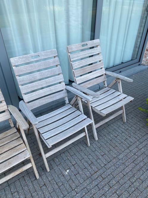 4 Tuinstoelen uit teak, opvouwbaar, Tuin en Terras, Tuinstoelen, Zo goed als nieuw, Hout, Inklapbaar, Ophalen