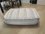Pouf rectangulaire en coton blanc et beige, Ophalen, Zo goed als nieuw, Rechthoekig